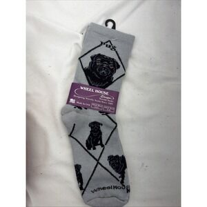 (2 Pr) Pug Puppy Dog Socks By Wheel‎ House Designs-USA Made! Sock Size 9-11